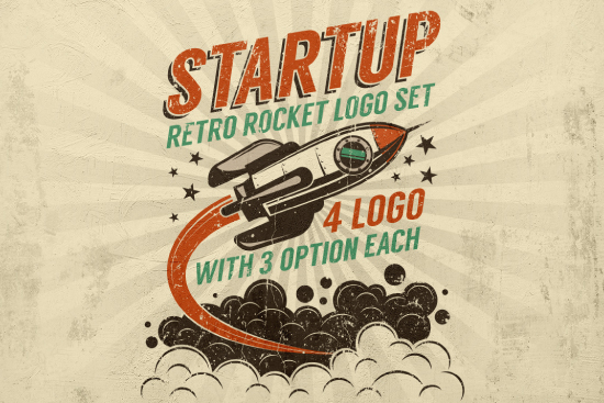 Startup Rocket Retro Logo